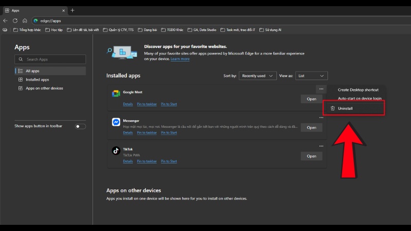 Gỡ cài đặt ứng dụng Google Meet Gỡ cài đặt ứng dụng Google Meet trên trình duyệt Chrome/Edge