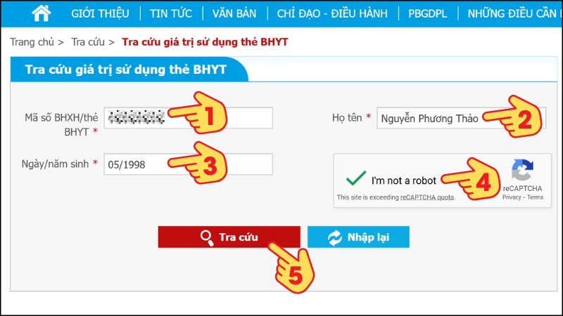 Kết quả th&ocirc;ng tin thời gian tham gia đ&oacute;ng bảo hiểm y tế (BHYT)