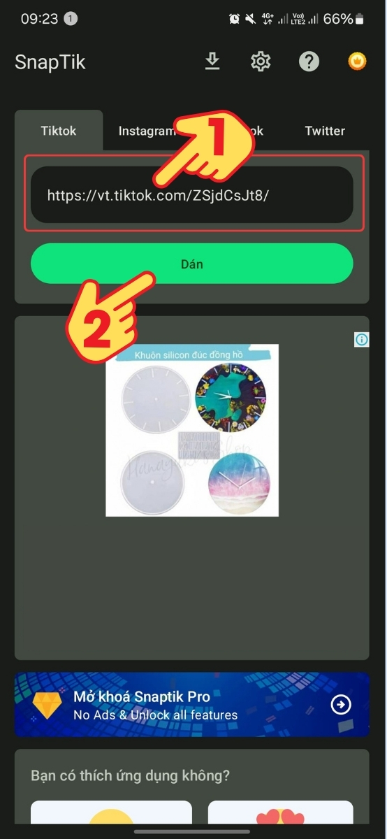 Nhập và dán video TikTok
