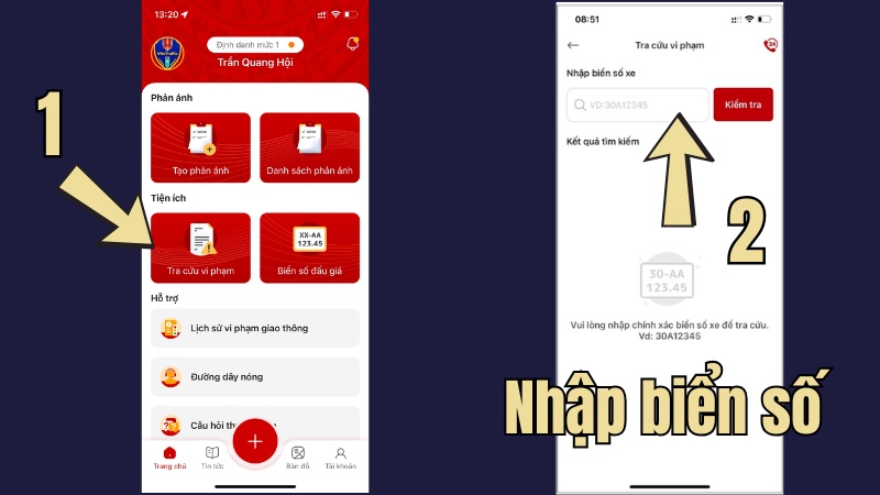 Vào Tra cứu vi phạm