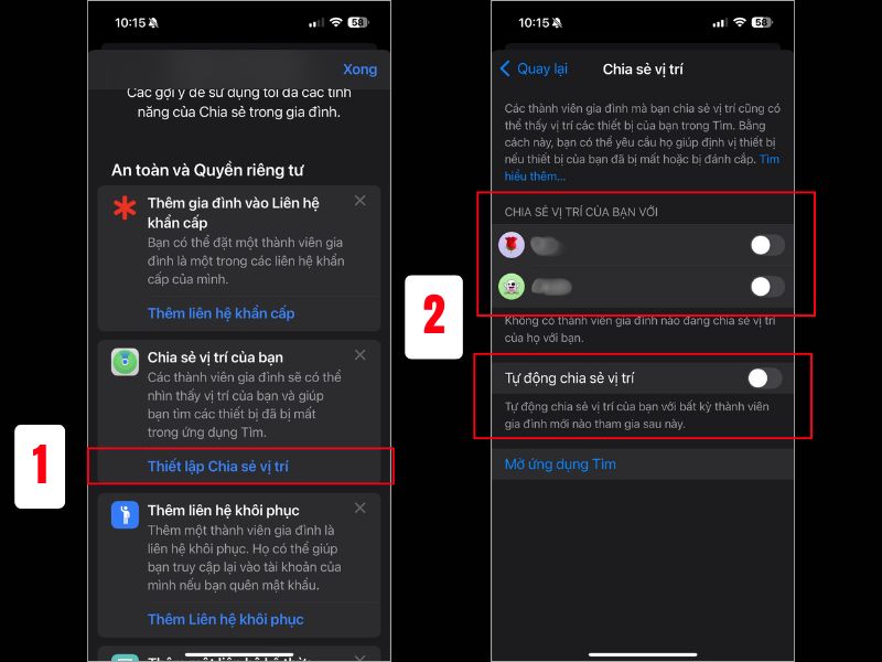 Chia sẻ vị tr&iacute; cho c&aacute;c th&agrave;nh vi&ecirc;n trong gia đ&igrave;nh