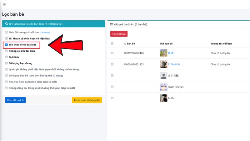 Ví dụ ở đây mình chọn Tên chứa ký tự đặc biệt Ví dụ ở đây mình chọn Tên chứa ký tự đặc biệt