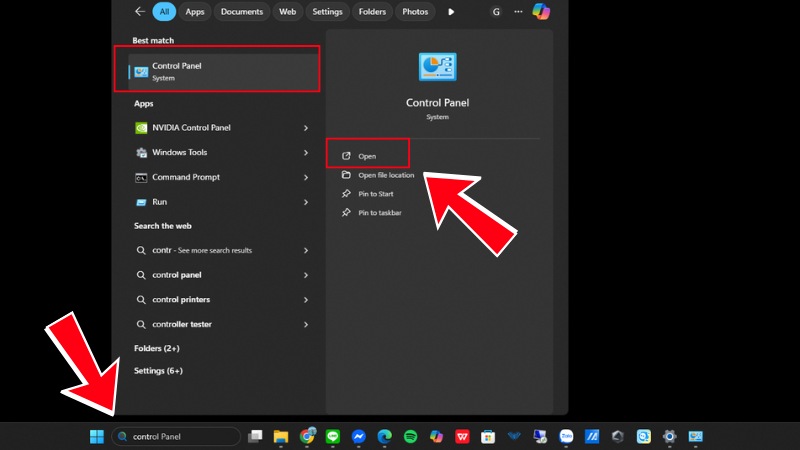 V&agrave;o k&yacute; hiệu Windows (h&igrave;nh &ocirc; cửa sổ) v&agrave; bấm chọn v&agrave;o Control Panel
