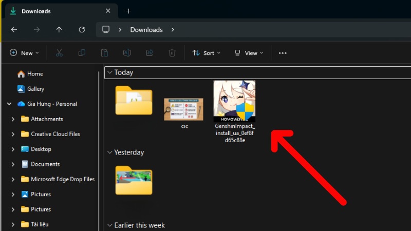 c&agrave;i đặt Genshin Impact trong thư mục đẵ tải về 