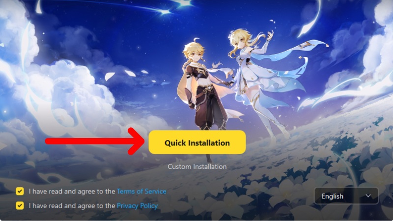 Chọn v&agrave;o Quick Installation