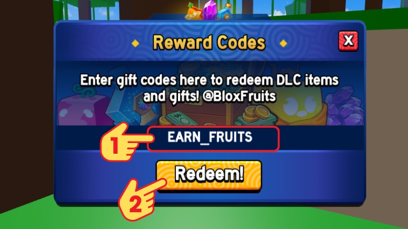 Nhập code và bấm Redeem