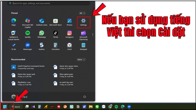 Chọn Settings (C&agrave;i đặt)