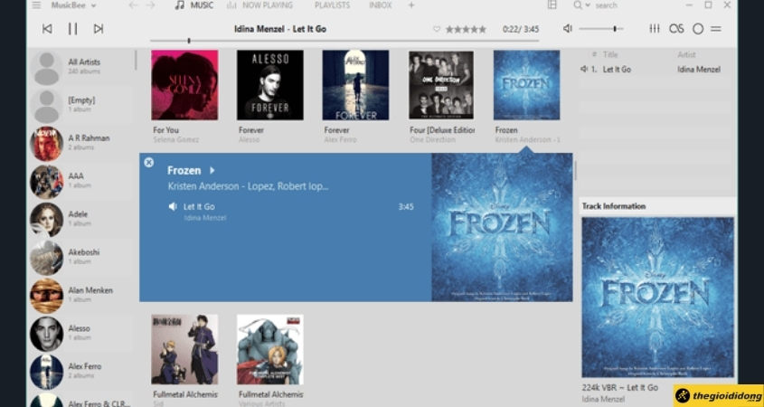 Giao diện phần mềm Musicbee Giao diện phần mềm Musicbee