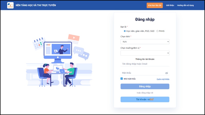 Đăng nhập bằng t&agrave;i khoản vnEdu