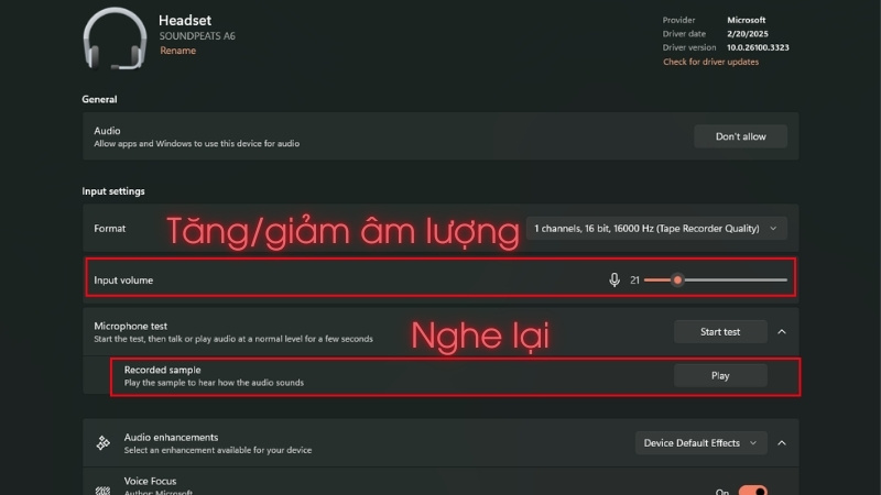 Sau khi xong sẽ có Recorded sample (bản ghi âm thử) Sau khi xong sẽ có Recorded sample (bản ghi âm thử)