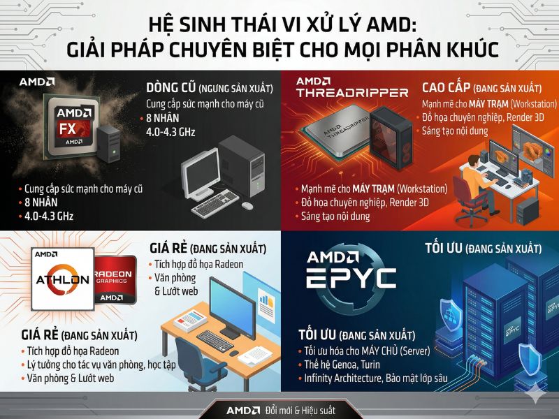  C&aacute;c d&ograve;ng CPU kh&aacute;c ngo&agrave;i Ryzen của AMD đ&atilde; v&agrave; đang c&oacute; mặt tr&ecirc;n thị trường