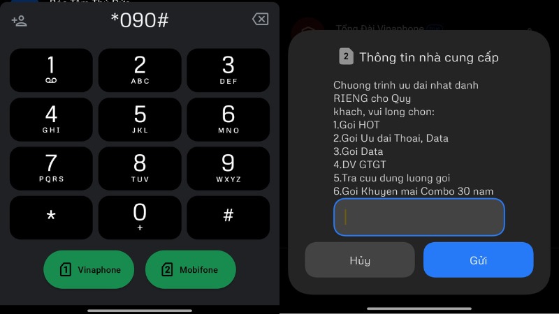 Bạn v&agrave;o ứng dụng Điện thoại v&agrave; nhấn *090# để Gọi