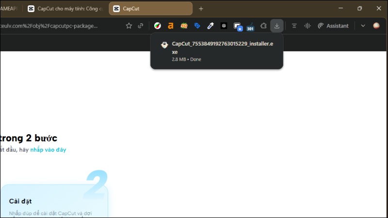 Mở file exe đ&atilde; tải
