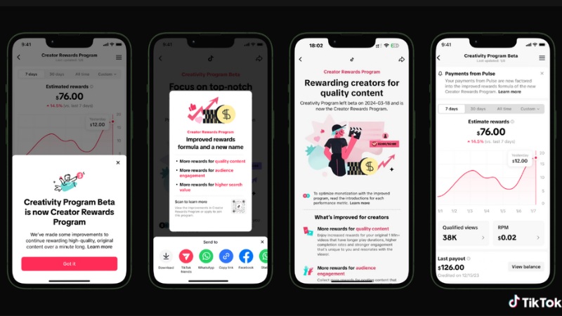Kiếm tiền từ TikTok Creator Rewards Program (Quỹ Nh&agrave; s&aacute;ng tạo)