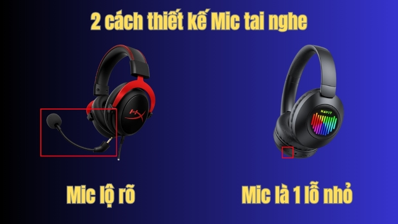 2 cách bố trí Mic tai nghe 2 cách bố trí Mic tai nghe