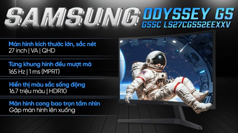 M&agrave;n h&igrave;nh Gaming Samsung Odyssey G5 G55C LS27CG552EEXXV 27 inch&nbsp;