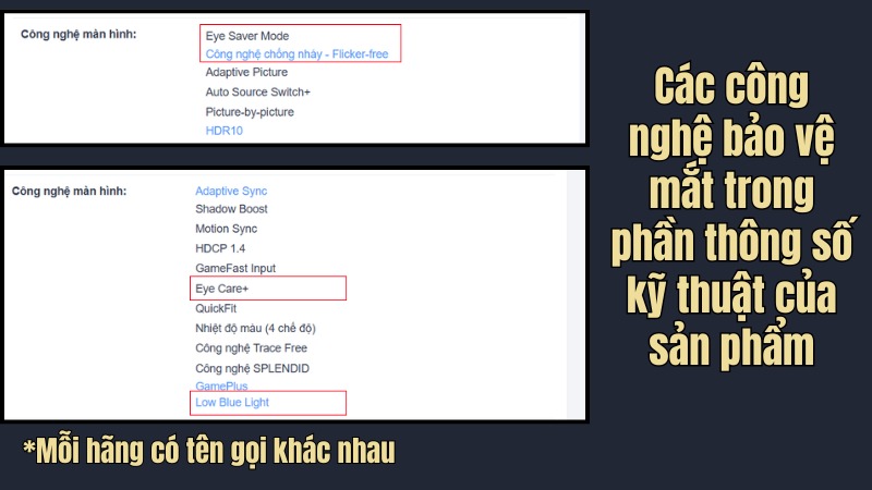 C&oacute; &iacute;t nhất 1 trong 3 c&ocirc;ng nghệ bảo vệ mắt