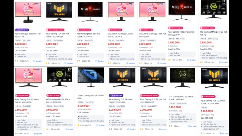 C&aacute;c m&agrave;n h&igrave;nh chơi game gi&aacute; rẻ hiện c&oacute; tại Thế Giới Di Động