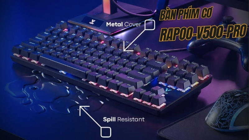 B&agrave;n Ph&iacute;m Cơ C&oacute; D&acirc;y Gaming Rapoo V500 Pro Rainbow Backlit