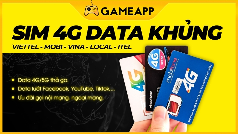 Tổng hợp sim 4G data khủng của Viettel, Mobi, Vina, Local, Itel