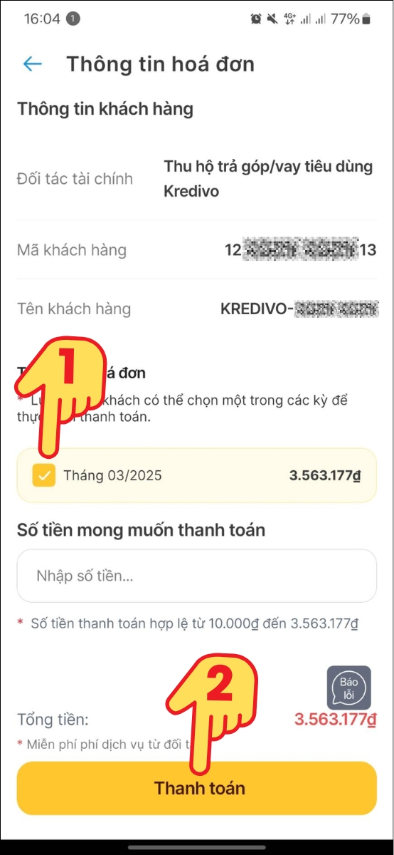 Chọn th&aacute;ng thanh to&aacute;n 