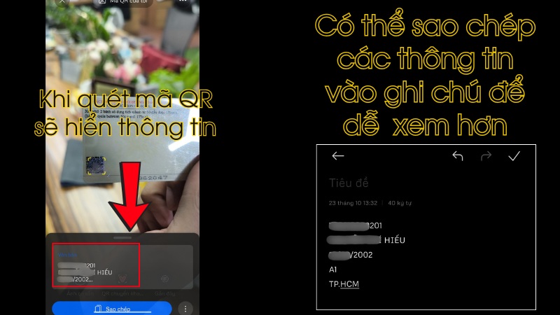 Hệ thống sẽ hiển thị c&aacute;c th&ocirc;ng tin được m&atilde; h&oacute;a trong m&atilde; QR