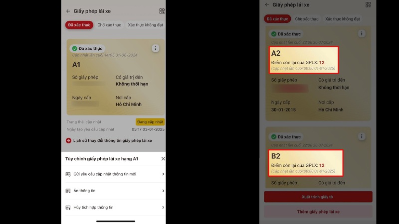  Bạn sẽ thấy số điểm hiển thị l&ecirc;n tr&ecirc;n giấy ph&eacute;p l&aacute;i xe của m&igrave;nh
