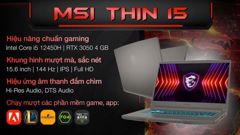 MSI Gaming Thin 15 B12UC - 2045VN