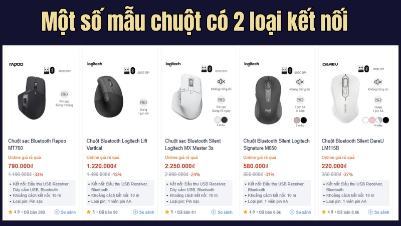 Một số mẫu chuột c&oacute; cả 2 mode kết nối