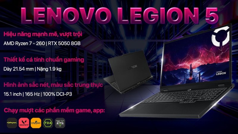 Laptop Lenovo Gaming Legion 5 15AHP10 - 83M0002XVN Laptop Lenovo Gaming Legion 5 15AHP10 - 83M0002XVN