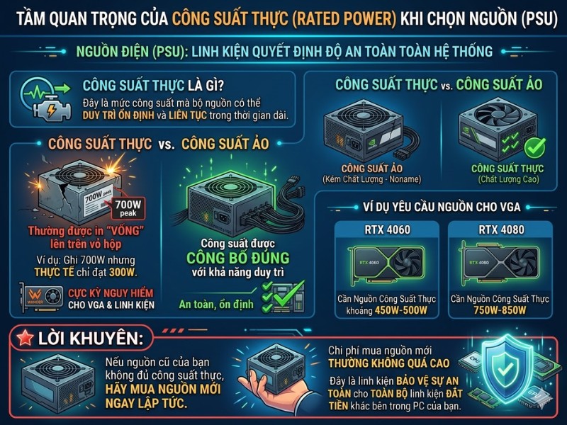 Lựa chọn bộ nguồn (PSU) đạt chuẩn c&ocirc;ng suất thực
