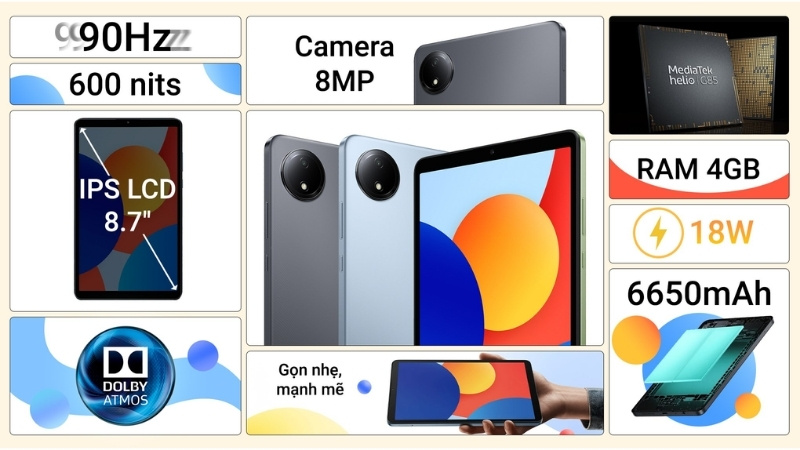 Xiaomi Redmi Pad SE 8.7 WiFi và Xiaomi Redmi Pad SE 8.7 4G Xiaomi Redmi Pad SE 8.7 WiFi và Xiaomi Redmi Pad SE 8.7 4G