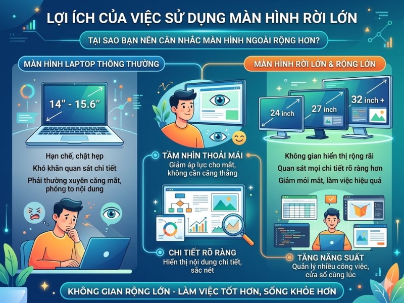 Trải nghiệm kh&ocirc;ng gian m&agrave;n h&igrave;nh lớn hơn