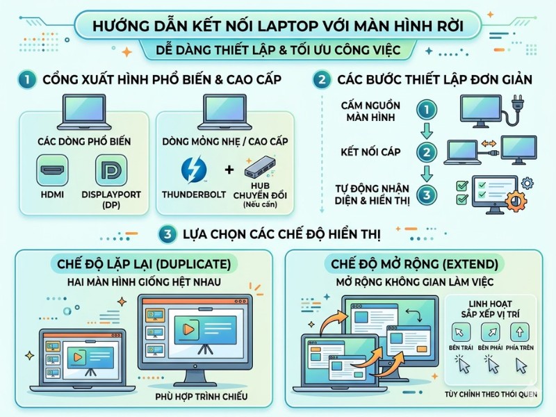 C&aacute;ch thiết lập m&agrave;n h&igrave;nh rời với laptop như thế n&agrave;o