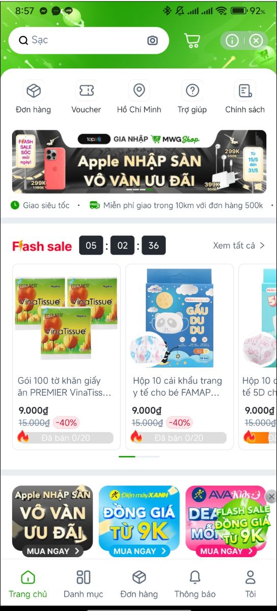 Mua h&agrave;ng nhanh ch&oacute;ng với MWG Shop
