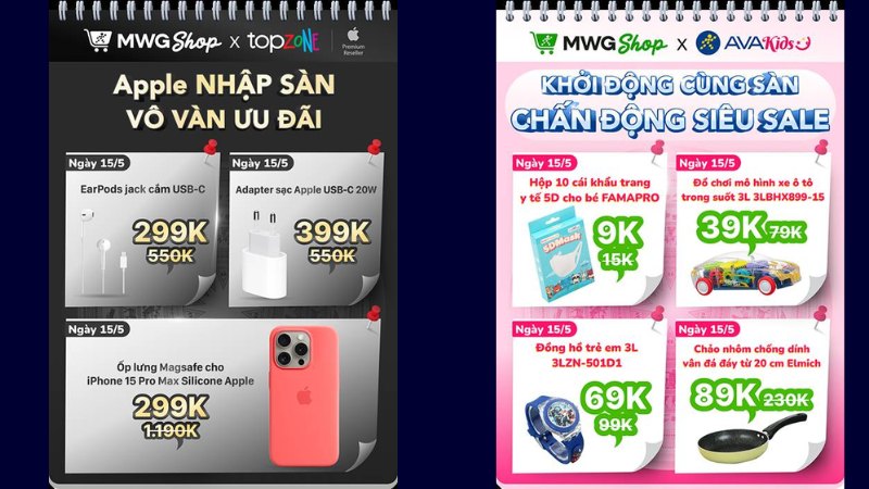 Mua h&agrave;ng TopZone v&agrave; AvaKids tr&ecirc;n MWG Shop với nhiều ưu đ&atilde;i