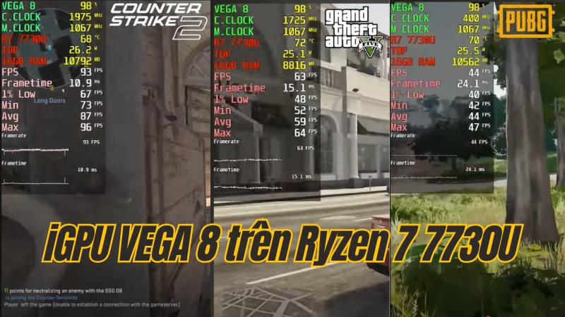 Test game tr&ecirc;n iGPU Vega 8 của R7 7730U