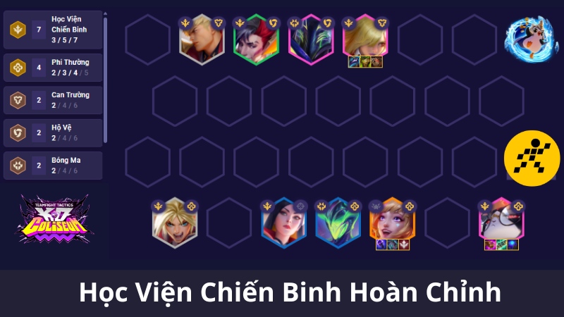 Cách chơi đội hình Học Viện Chiến Binh ĐTCL Mùa 15 cuối Game