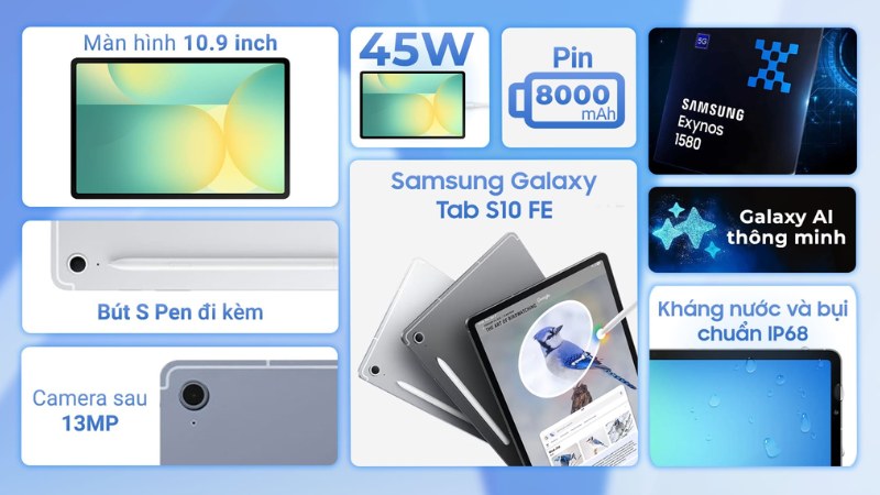 M&aacute;y t&iacute;nh bảng Samsung Galaxy Tab S10 FE 5G