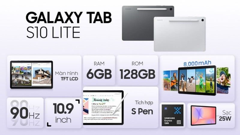 Máy tính bảng Samsung Galaxy Tab S10 Lite 5G 6GB/128GB Máy tính bảng Samsung Galaxy Tab S10 Lite 5G 6GB/128GB
