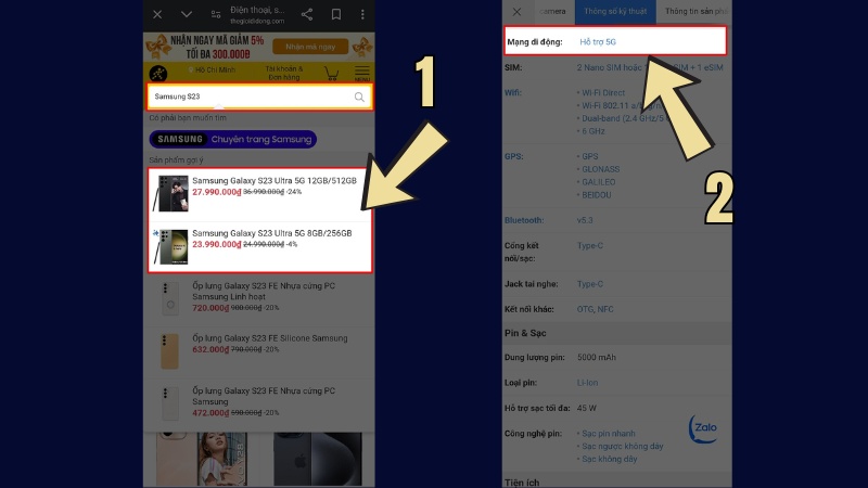 Kiểm tra điện thoại c&oacute; hỗ trợ 5G hay kh&ocirc;ng tr&ecirc;n website 