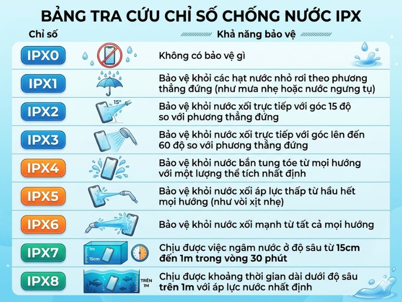 Tiêu chuẩn chống nước IP là gì Tiêu chuẩn chống nước IP là gì