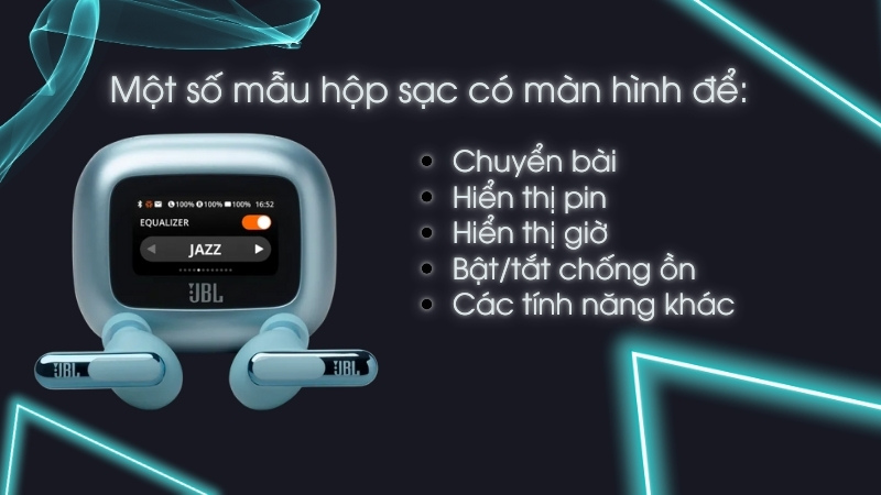 Kiểm tra phần trăm pin của tai nghe qua m&agrave;n h&igrave;nh hộp sạc&nbsp;