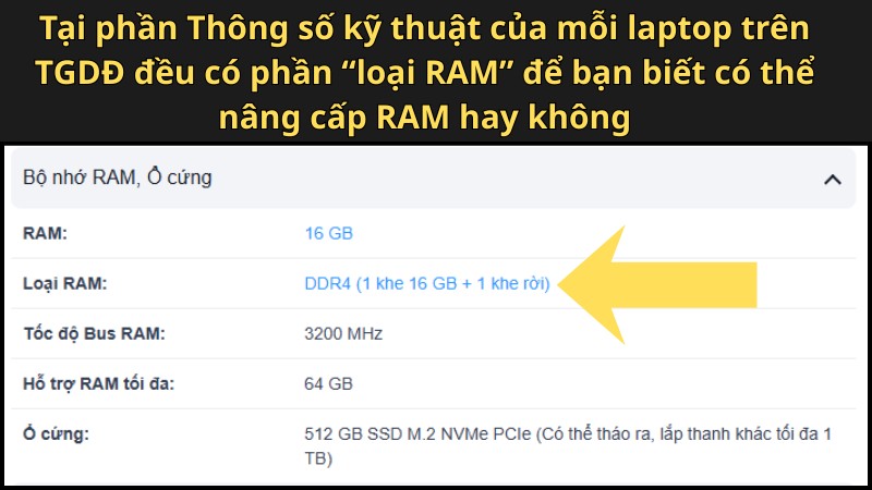 Kiểm tra phần cứng laptop c&oacute; hỗ trợ n&acirc;ng cấp RAM kh&ocirc;ng