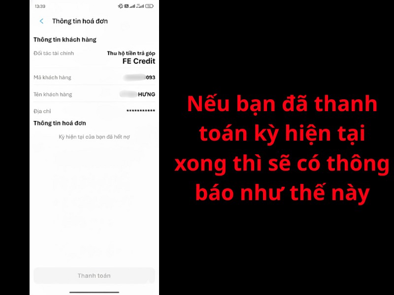 Kỳ hiện tại của bạn đã hết nợ Kỳ hiện tại của bạn đã hết nợ