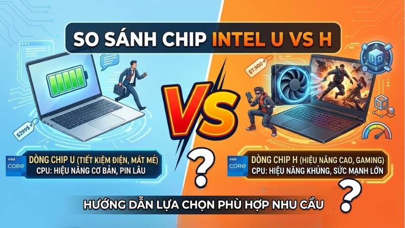 So s&aacute;nh chip Intel U v&agrave; H - chip n&agrave;o tốt hơn, đ&aacute;ng mua hơn?