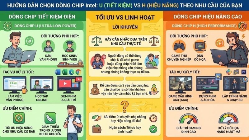 N&ecirc;n chọn mua laptop chip U hay chip H?