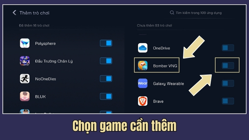 Click v&agrave;o để thanh trượt để th&ecirc;m game mới v&agrave;o game Turbo