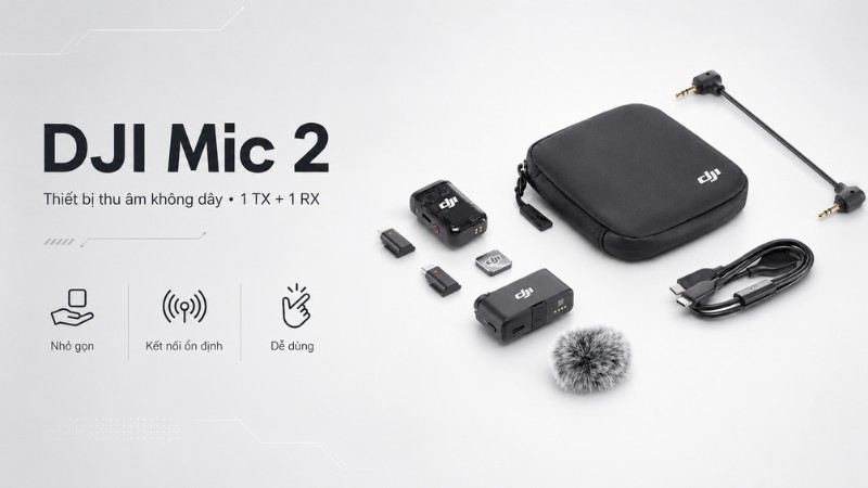 Thiết bị thu âm không dây DJI Mic 2 (1TX + 1RX) Thiết bị thu âm không dây DJI Mic 2 (1TX + 1RX)