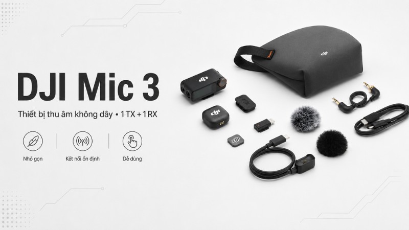 Thiết bị thu âm không dây DJI Mic 3 (1 TX + 1 RX) Thiết bị thu âm không dây DJI Mic 3 (1 TX + 1 RX)